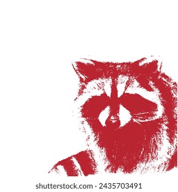 Ball point pen sketch of raccoon. raccoon vintage engraving. trash panda art.