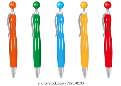 ball point pens with five colors