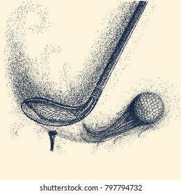 Ball and putter Golf , Isolated illustration on light Background. vector