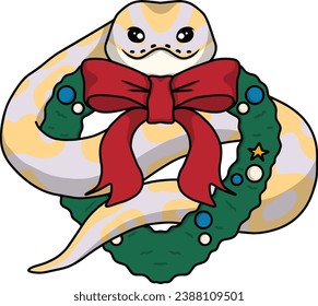 Ball python snake christmas clipart