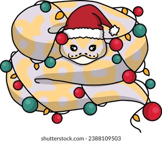 Ball python snake christmas clipart