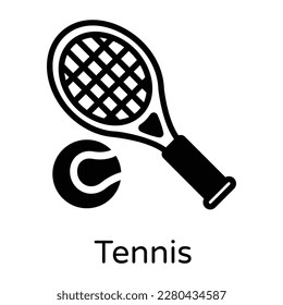 Ball with racket, solid icon of tennis
