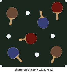 Ball and racket for table tennis on a green background