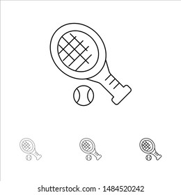 Ball, Racket, Tennis, Sport Bold and thin black line icon set. Vector Icon Template background