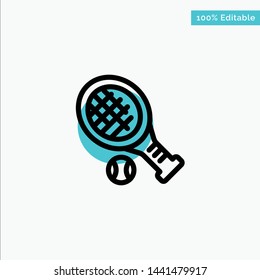 Ball, Racket, Tennis, Sport turquoise highlight circle point Vector icon