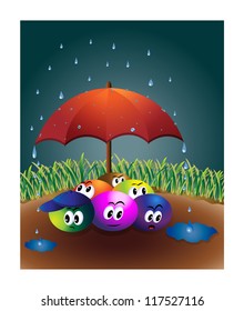 ball in the rain