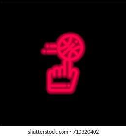 Ball red glowing neon ui ux icon. Glowing sign logo vector