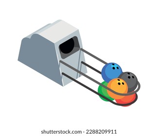 Ball return bowling equipment isometric icon 3d vector illustration