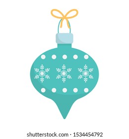 ball with ribbon and snowflake decoration celebration merry christmas vector illustration