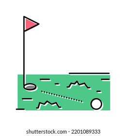 ball running in golf hole color icon vector. ball running in golf hole sign. isolated symbol illustration