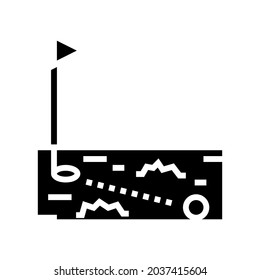 ball running in golf hole glyph icon vector. ball running in golf hole sign. isolated contour symbol black illustration