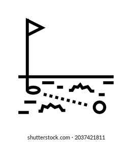 ball running in golf hole line icon vector. ball running in golf hole sign. isolated contour symbol black illustration