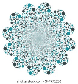 Ball Salute Flower vector illustration. Style is soft blue bicolor flat circles, white background.