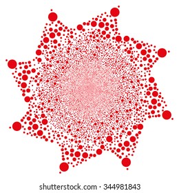 Ball Salute Flower vector illustration. Style is red flat circles, white background.