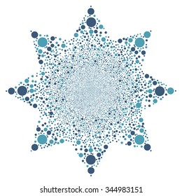 Ball Salute Flower vector illustration. Style is cyan and blue bicolor flat bubbles, white background.