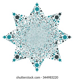 Ball Salute Flower vector illustration. Style is soft blue bicolor flat balls, white background.