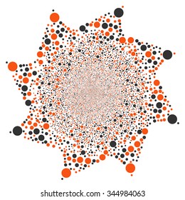Ball Salute Flower vector illustration. Style is orange and gray bicolor flat spheres, white background.