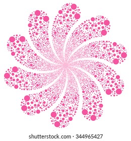 Ball Salute Swirl With Ten Petals vector illustration. Style is pink flat circles, white background.