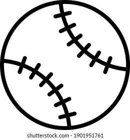 ball with seam Concept Vector line Icon Design, Base ball Symbol on white background, bat and ball game Sign, 