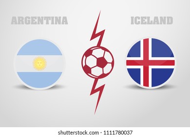 ball is separated by two flags. Argentina vs Iceland