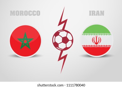 ball is separated by two flags. Morocco vs Iran