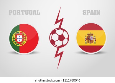 ball is separated by two flags. Portugal vs Spain