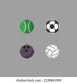 juego de bolas con diferentes deportes en forma de píxel