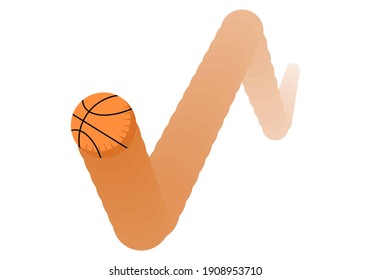ball with shadow that bounces along the way isolated on white background, basketball vector design illustration.