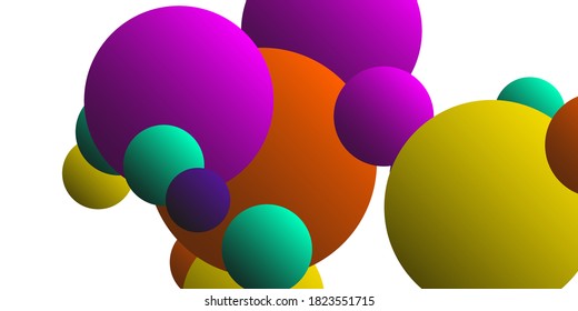Gradientes de forma de bola.  Bolas multicolores para la ilustración 3D de diseño.  Resumen de diseño de fondo geométrico.