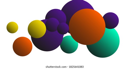Ball shape gradients.  Multicolored balls for design 3D illustration.  Magazine style. Vector clip art.