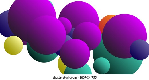 Ball shape gradients.  Multicolored balls for design 3D illustration.  Magazine style. Vector clip art.