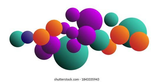 Ball shape gradients.  Multicolored balls for design 3D illustration.  Magazine style. Vector clip art.