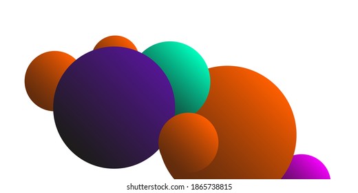 Ball shape gradients.  Multicolored balls for design 3D illustration.  Magazine style. Vector clip art.