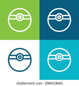 Ball Shaped Medicine Container Flat four color minimal icon set