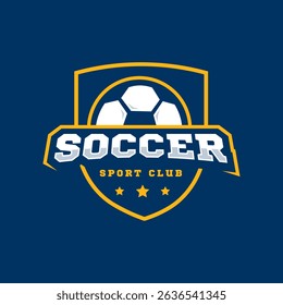 Ball in shield logo design for soccer football team	