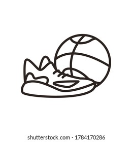 Ball with shoe line style icon design, Basketball sport hobby competition and game theme Vector illustration