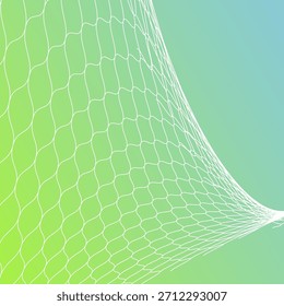 El balón en la red de fútbol. Concepto de Vector de objetivos. Anuncio de Vector 3D con espacio de copia