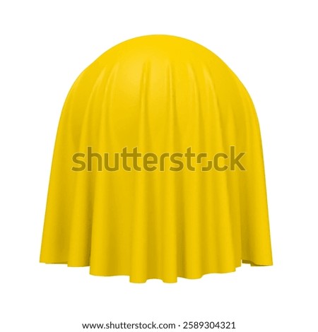 Ball or sphere covered with yellow fabric material, isolated on white background. Surprise, award and presentation concept, revealing hidden object or raising the curtain. Vector illustration