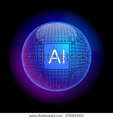 Ball Sphere With Digital Circuit and AI processor Chipset Hi Tech Vector Illustration Background