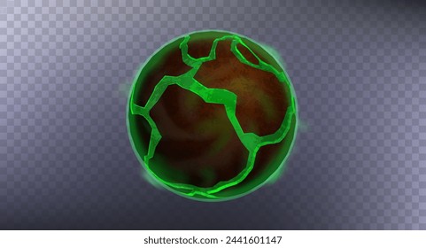 Ball sphere split on the surface, toxic smoke and fog. 3D render of realistic material. Decoration elements and templates for modeling. Vector illustration abstract designs ball shapes