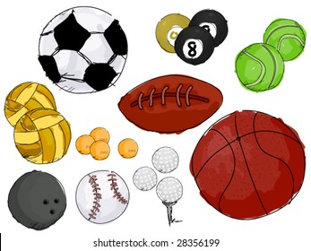 Ball Sport Doodles - Vector