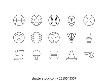 Ball and sport element icon in trendy outline style. Vector graphic illustration. Editable stroke. EPS 10. 