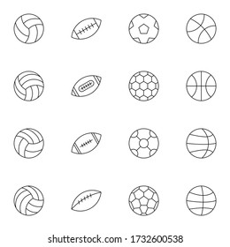 Ball, sport, football icon set. Simple basketball, rugby icon sign concept. vector illustration. 