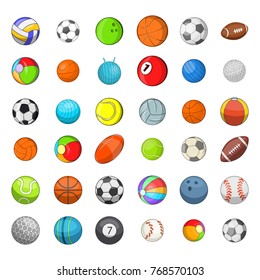 Ball sports icon set. Cartoon set of ball sports vector icons for your web design isolated on white background
