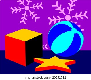 ball, star and gift box	