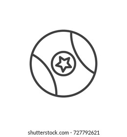 Ball with star line icon, outline vector sign, linear style pictogram isolated on white. Symbol, logo illustration. Editable stroke
