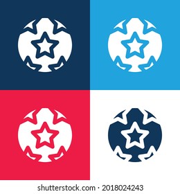 Ball With Stars blue and red four color minimal icon set