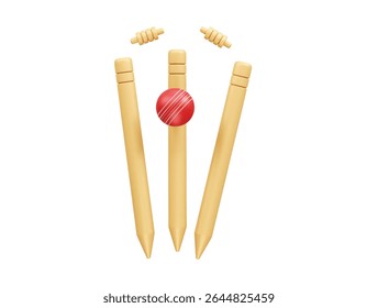 Ball with stumps icon 3d illustration rendering