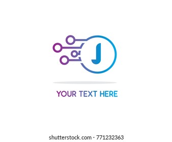 ball technology J logo design illustration