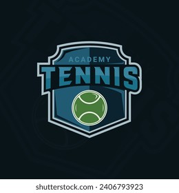 ball of tennis logo emblem vector illustration template icon graphic design. sport sign or symbol for club or tournament with badge